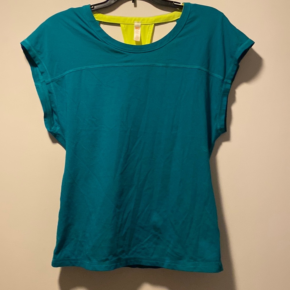 Lucy turquoise workout top, double layer (rare)